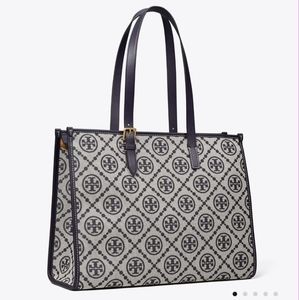 Tory Burch Navy Monogram Tote